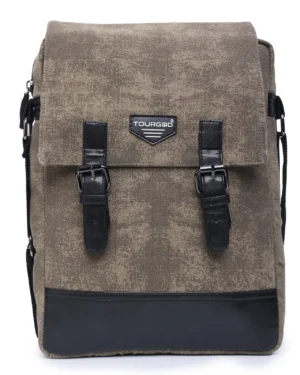 Retro Distorted Cotton Canvas Messenger Bag (Khaaki)