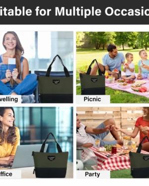 TOURGOD® Insulated Lunch Tote with Bottle & Spoon Holder