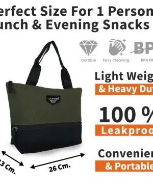 TOURGOD® Insulated Lunch Tote with Bottle & Spoon Holder