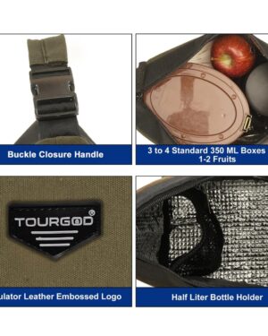 TOURGOD® Insulated Canvas Lunch Bag | Tiffin Organizer for Office & Picnic