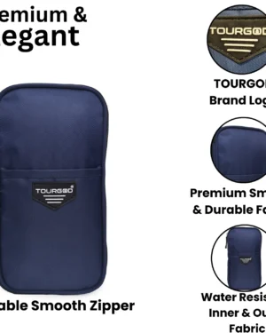 TOURGOD® Premium Passport Organizer – Passport Holder with 4 Passport Pockets, Credit Card Slots, Ticket Slot & Mobile Compartment – Ideal for Secure Man, Women, Family, Holiday & Business Travel (Blue)