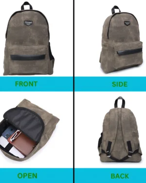 Distorted Cotton Canvas Backpack (Khaaki)