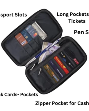 TOURGOD® Premium Passport Organizer – Passport Holder with 4 Passport Pockets, Credit Card Slots, Ticket Slot & Mobile Compartment – Ideal for Secure Man, Women, Family, Holiday & Business Travel (Blue)