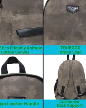 Distorted Cotton Canvas Backpack (Khaaki)