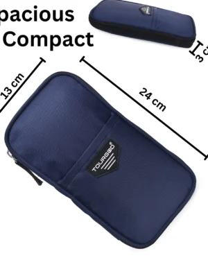TOURGOD® Premium Passport Organizer – Passport Holder with 4 Passport Pockets, Credit Card Slots, Ticket Slot & Mobile Compartment – Ideal for Secure Man, Women, Family, Holiday & Business Travel (Blue)